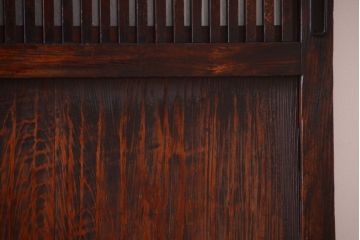 古民具・骨董　裏結霜ガラス入り!古い木の格子ガラス帯戸2枚セット(3)