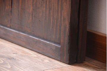 古民具・骨董　裏結霜ガラス入り!古い木の格子ガラス帯戸2枚セット(3)