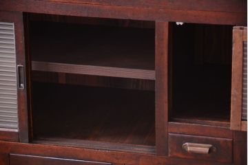 アンティーク家具　和製アンティーク　モールガラス入り!前面欅材の古い収納棚(食器棚)(2)