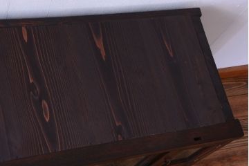 アンティーク家具　和製アンティーク　モールガラス入り!前面欅材の古い収納棚(食器棚)(2)