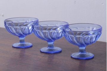 アンティーク雑貨　 昭和レトロ　氷コップ3個セット(プレスガラス)(2)