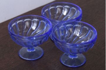 アンティーク雑貨　 昭和レトロ　氷コップ3個セット(プレスガラス)(2)