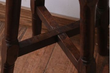 アンティーク家具　和製アンティーク　古い木の上品なクッション座面スツール