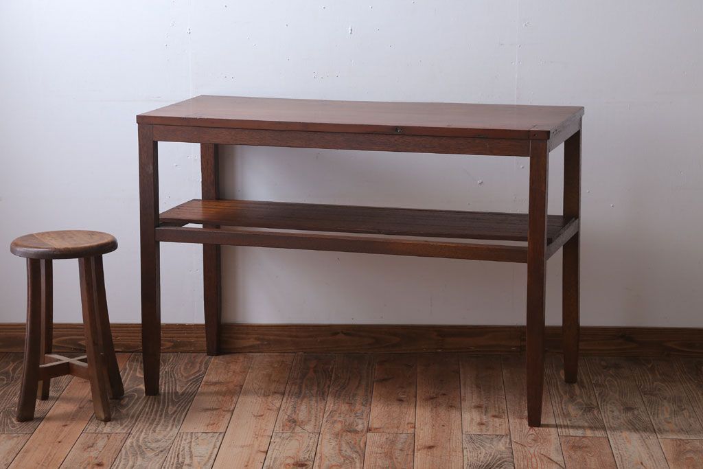 アンティーク家具　和製アンティーク　珍しいデザインの古い作業台(長机)