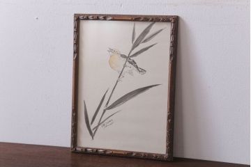 アンティーク雑貨　イギリスビンテージ　壁掛け絵画　フレーム(鳥)