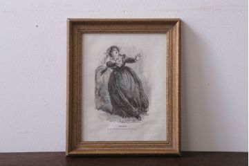 アンティーク雑貨　イギリスビンテージ　壁掛け絵画　フレーム(貴婦人)