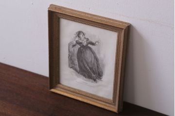 アンティーク雑貨　イギリスビンテージ　壁掛け絵画　フレーム(貴婦人)
