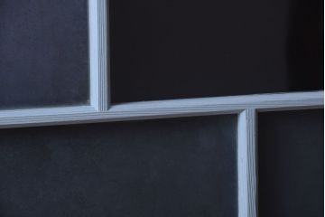 アンティーク　すりガラス入り!淡い水色ペイントのガラス引き戸2枚セット