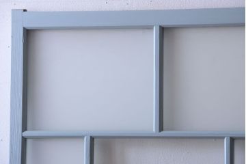 アンティーク　すりガラス入り!淡い水色ペイントのガラス引き戸2枚セット