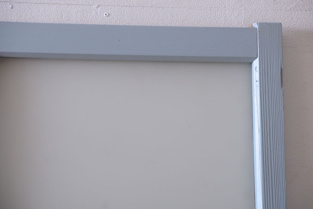 アンティーク　すりガラス入り!淡い水色ペイントのガラス引き戸2枚セット