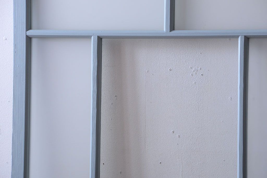 アンティーク　すりガラス入り!淡い水色ペイントのガラス引き戸2枚セット