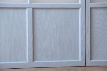 アンティーク　すりガラス入り!淡い水色ペイントのガラス引き戸2枚セット