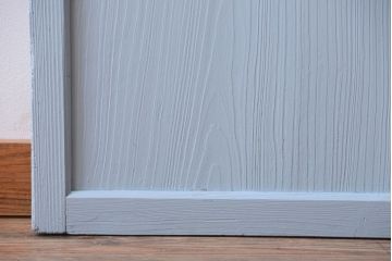 アンティーク　すりガラス入り!淡い水色ペイントのガラス引き戸2枚セット