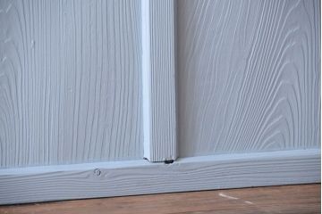 アンティーク　すりガラス入り!淡い水色ペイントのガラス引き戸2枚セット