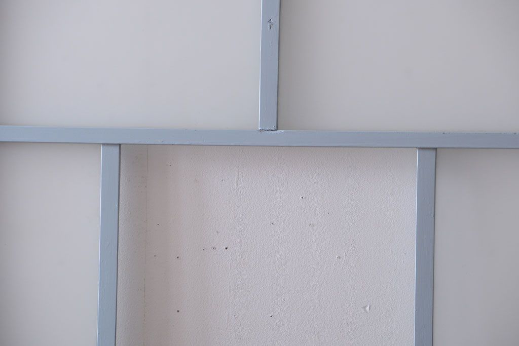 アンティーク　すりガラス入り!淡い水色ペイントのガラス引き戸2枚セット