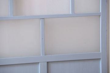 アンティーク　すりガラス入り!淡い水色ペイントのガラス引き戸2枚セット