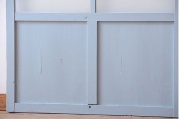 アンティーク　すりガラス入り!淡い水色ペイントのガラス引き戸2枚セット