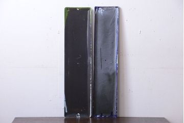 アンティーク雑貨　アンティーク　戦前・相馬青切石鹸とランラン香油のホーロー看板2枚セット