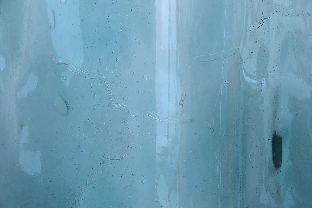 アンティーク雑貨　昭和レトロ　青色気泡ガラス!アンティークガラス瓶2個セット