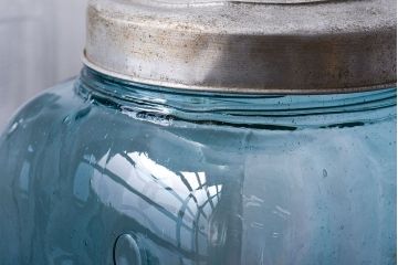 アンティーク雑貨　昭和レトロ　青色気泡ガラス!アンティークガラス瓶2個セット