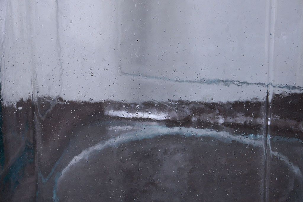 アンティーク雑貨　昭和レトロ　青色気泡ガラス!アンティークガラス瓶2個セット