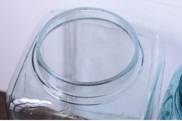 アンティーク雑貨　昭和レトロ　青色気泡ガラス!アンティークガラス瓶2個セット