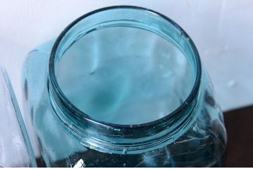 アンティーク雑貨　昭和レトロ　青色気泡ガラス!アンティークガラス瓶2個セット