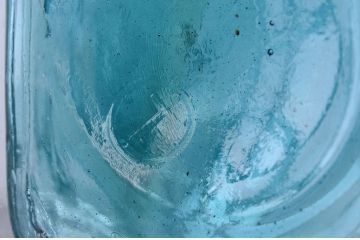 アンティーク雑貨　昭和レトロ　青色気泡ガラス!アンティークガラス瓶2個セット