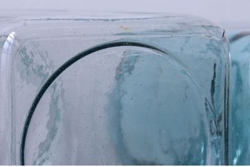 アンティーク雑貨　昭和レトロ　青色気泡ガラス!アンティークガラス瓶2個セット