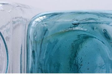 アンティーク雑貨　昭和レトロ　青色気泡ガラス!アンティークガラス瓶2個セット