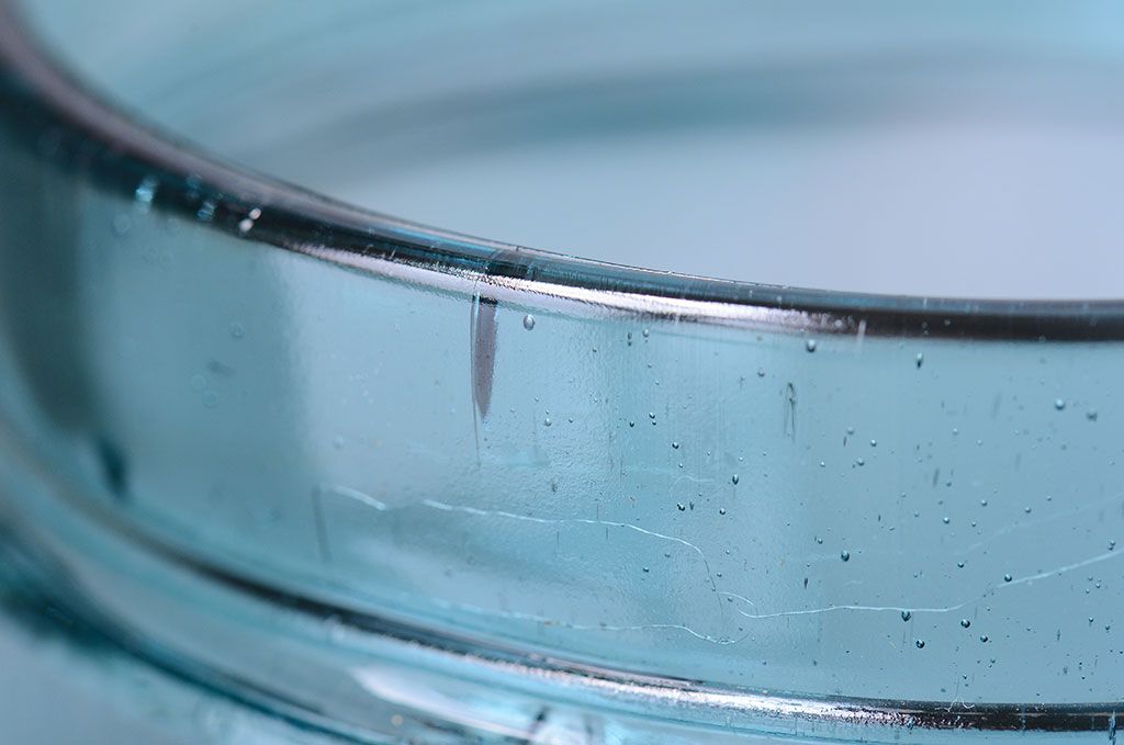 アンティーク雑貨　昭和レトロ　青色気泡ガラス!アンティークガラス瓶2個セット