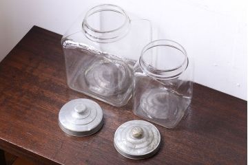 アンティーク雑貨　昭和レトロ　アンティークガラス瓶大小2個セット