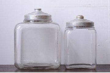 アンティーク雑貨　昭和レトロ　アンティークガラス瓶大小2個セット