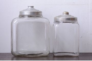 アンティーク雑貨　昭和レトロ　アンティークガラス瓶大小2個セット