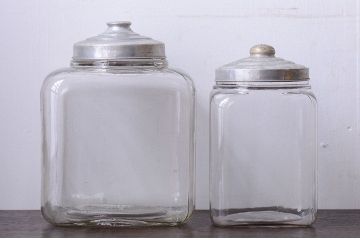 アンティーク雑貨　昭和レトロ　アンティークガラス瓶大小2個セット