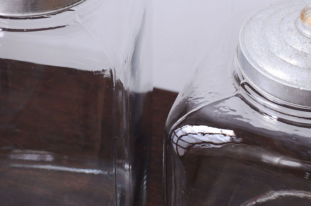 アンティーク雑貨　昭和レトロ　アンティークガラス瓶大小2個セット(2)