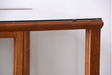 アンティーク家具　和製アンティーク　丸脚付き!古いナラ材の大きなガラスケース(ショーケース)