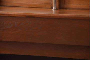 アンティーク家具　和製アンティーク　丸脚付き!古いナラ材の大きなガラスケース(ショーケース)