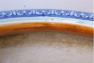 アンティーク雑貨　古民具・骨董　扇に花の図　アンティーク染付瀬戸火鉢