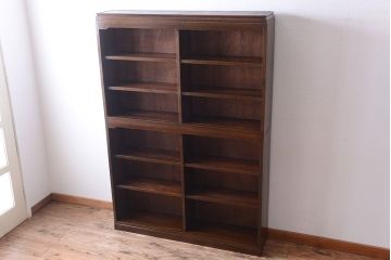 アンティーク家具　和製アンティーク　シンプルシックな大きい2段重ね本棚(飾り棚)