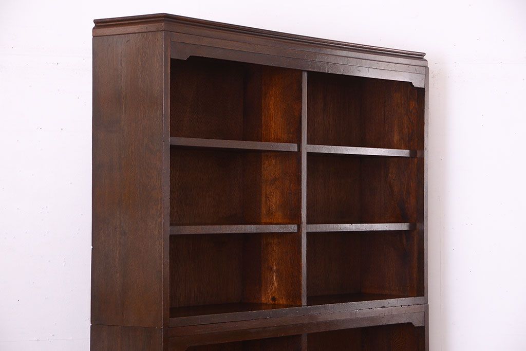 アンティーク家具　和製アンティーク　シンプルシックな大きい2段重ね本棚(飾り棚)