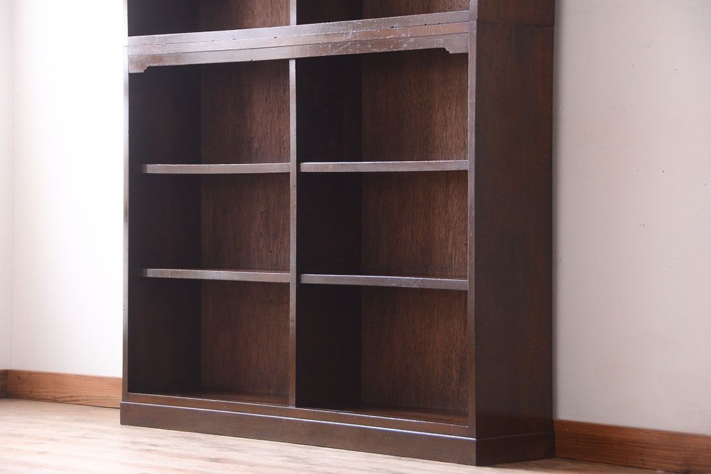 アンティーク家具　和製アンティーク　シンプルシックな大きい2段重ね本棚(飾り棚)