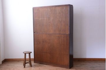 アンティーク家具　和製アンティーク　シンプルシックな大きい2段重ね本棚(飾り棚)