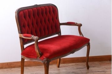 中古　イタリア家具　高級感あふれる2人掛けソファ