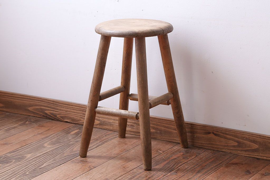 レトロ家具　和製アンティーク　レトロな木味のスツール