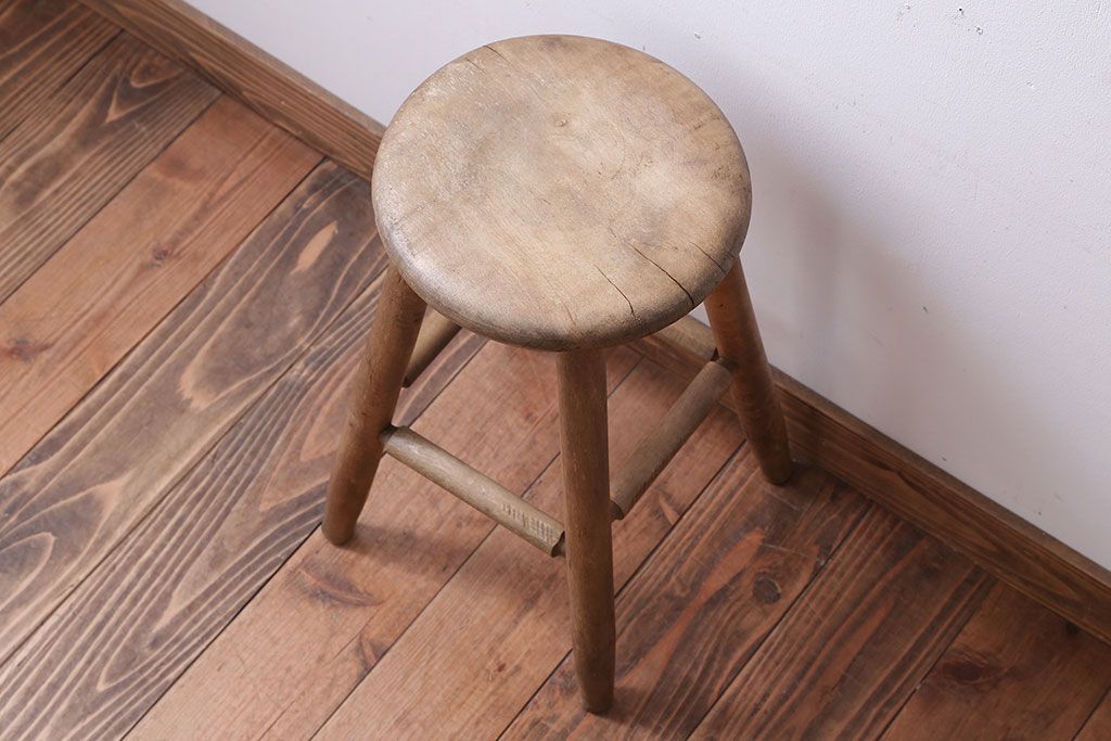 レトロ家具　和製アンティーク　レトロな木味のスツール