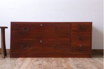 アンティーク家具　和製アンティーク　前面欅材!漆塗りの衣装箪笥ローボード(2)