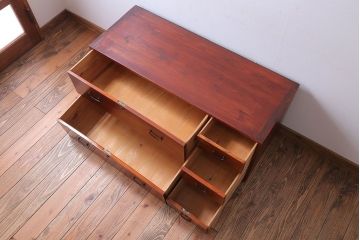 アンティーク家具　和製アンティーク　前面欅材!漆塗りの衣装箪笥ローボード(2)