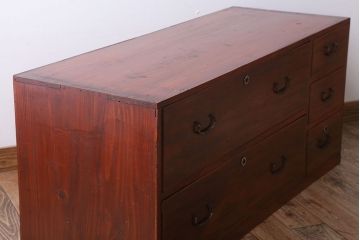 アンティーク家具　和製アンティーク　前面欅材!漆塗りの衣装箪笥ローボード(2)