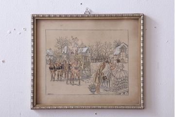 アンティーク雑貨　イギリスビンテージ　壁掛け絵画　フレーム